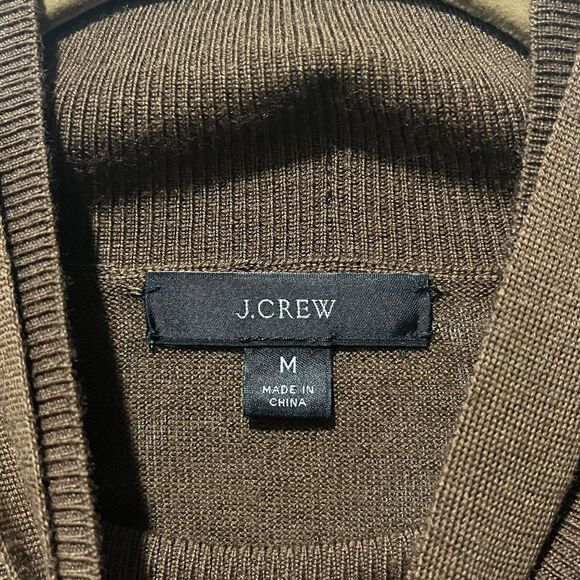 J Crew Tie Neck Turtleneck Sweater Women’s Medium Brown Merino Wool Preppy - Picture 4 of 8